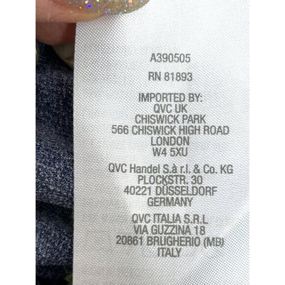 Susan Graver QVC Mini Dress 1XP Navy Floral V-Neck Button Down Slits Pockets - Picture 8 of 14